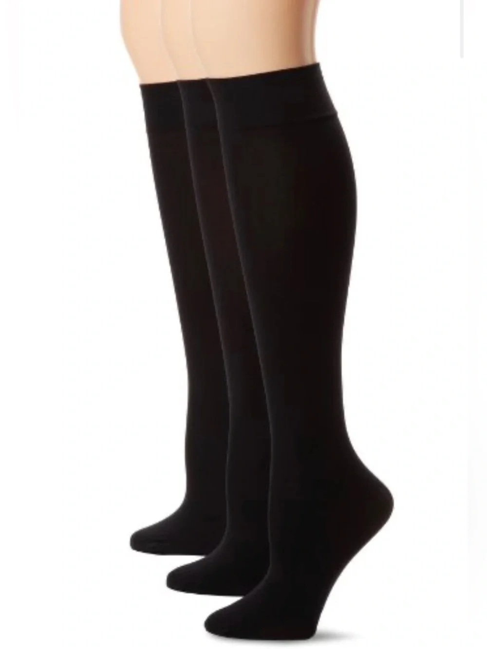 Hue Women's 3-Pk. Soft Opaque Knee-High Socks - Black Plus Size 2 MSRP $21